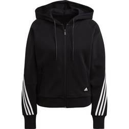 Adidas Essentials French Terry 3-Stripes Full-Zip Hoodie - Black/White Female