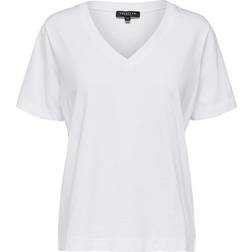 Selected V Neck T-shirt - White/Bright White