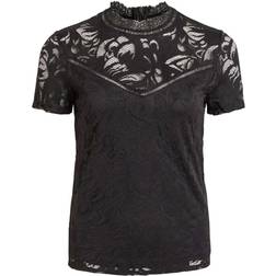 Vila Blonde Top with Short Sleeves - Black/Black