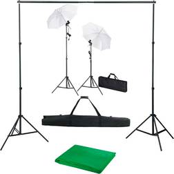 vidaXL Photo Studio with Backgrounds, Lamps and Umbrellas 500x300cm Green