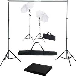 vidaXL Photo Studio with Backgrounds, Lamps and Umbrellas 500x300cm Black