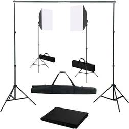 vidaXL Kit de Studio Photo avec Boîtes à Lumière et Toile de Fond Kit d'Eclairage Produits Numériques Photographie de Portraits Support de Trépied
