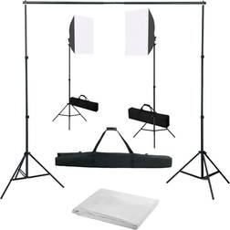 vidaXL Kit de Studio Photo avec Toile de Fond et Boîtes à Lumière Kit d'Eclairage Support de Trépied Photographie de Portraits Produits Numériques