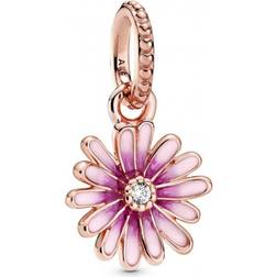 Pandora Daisy Flower Dangle Charm - Rose Gold/Pink/Transparent