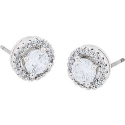 Snö of Sweden Lou Round Earrings - Silver/Transparent