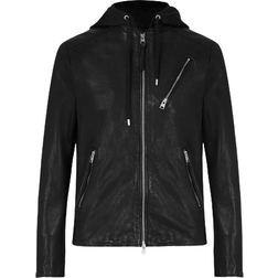 AllSaints Harwood Leather Hooded Biker jacket - Black