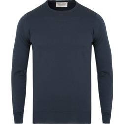 John Smedley Extra Fine Merino Crew Neck Midnight - Bleu