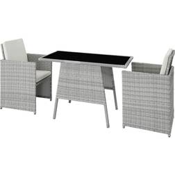 tectake Lausanne - Light Grey Bistro Set, 1 Table incl. 2 Chairs