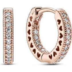 Pandora Pavé Heart Hoop Earrings - Rose Gold/Transparent