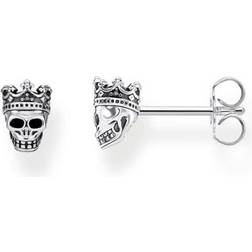 Thomas Sabo Skull King Pin Earrings - Silver/Black