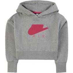 Nike Air French Terry Crop Hoodie - Carbon Heather/Fireberry/Fireberry ( DA1173-091)