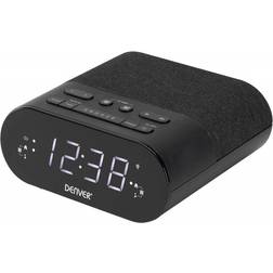 Denver Electronics CRQ-107 Radio reloj FM con carga QI Función de alarma dual