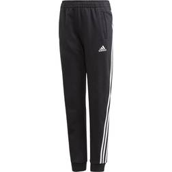 adidas Girl's 3-Stripes Tapered Leg Tracksuit Bottoms - Black/White (GE0947)