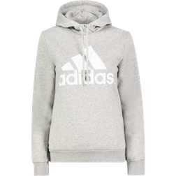 Adidas Women's Loungewear Essentials Logo Fleece Hoodie - Medium Grey Heather/White