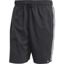 adidas Classic-Length 3-Stripes Swim Shorts - Black/White