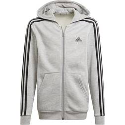 Adidas Boy's Essentials-3-Stripes Hoodie - Medium Grey Heather/Black (GQ8903)