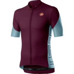 Castelli Entrata V Short Sleeve Jersey Men - Bordeaux/Dusty Blue/Savile Blue