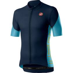 Castelli Entrata V Short Sleeve Jersey Men - Savile Blue/Celeste/Saffron