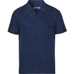 Vilebrequin Men Linen Jersey Polo Shirt - Pyramid - Blue