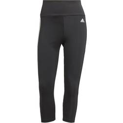 Adidas High Rise 3-Stripes 3/4 Sport Tights - Black/White