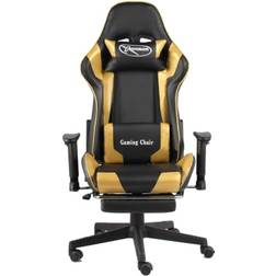 vidaXL Silla Gaming Giratoria Con Reposapiés Pvc Dorado