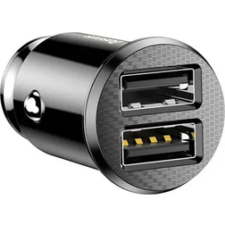 Baseus Dubbele USB Fast charge Autolader 15W Zwart