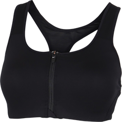 NIKE Dri-Fit Shape Padded Zip-Front Sports Bra - Black/Black/White/White