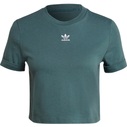 adidas Women's Adicolor Classics Roll-Up Sleeve Crop Top - Hazy Emerald