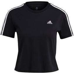 adidas Essentials Loose 3-Stripes Crop Top - Black/White