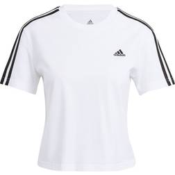 adidas Essentials Loose 3-Stripes Crop Top - White/Black