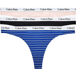 Calvin Klein Carousel Thongs 3-pack - Blue Stripe/Sanrose/Black