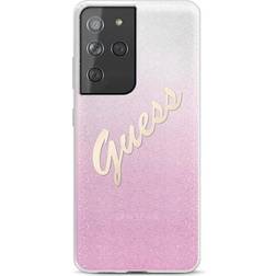 Guess Glitter Gradient Script Case for Galaxy S21 Ultra