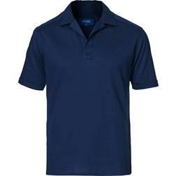 Eton Slim Fit Cotton Linen Short Sleeve Polo Shirt - Blue