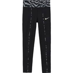 NIKE One Mid-Rise Printed Leggings Kids - Black/Coconut Milk/Coconut Milk