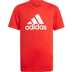 adidas Kid's Aeroready Designed to Move Big Logo Tee - Vivid Red/White (GN1477)