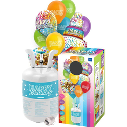 Folat Helium Gas Cylinders 30 Happy Birthday with Balloons and Ribbon