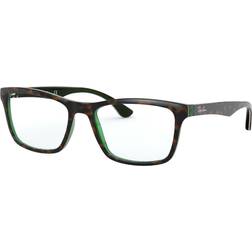 Ray-Ban RB5279 Havana op transparant groen Montuur Helder Glazen gepolariseerd 55-18