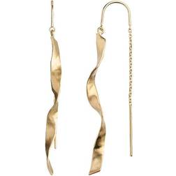 Stine A Long Twisted Hammered Earring with Chain - Gold