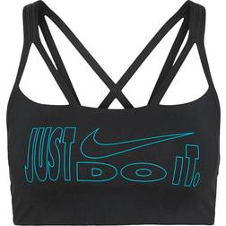 NIKE Dri-Fit Indy Icon Clash Padded Strappy Sports Bra - Black/Chlorine Blue/Chlorine Blue