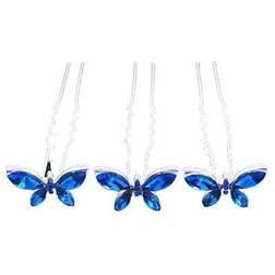 Avalaya Silver Tone Sapphire Blue Butterfly Hair Pins 12-pack