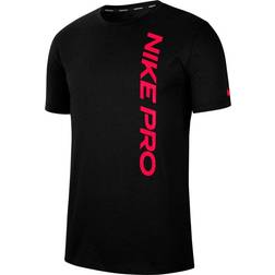 Nike Pro Burnout SS Top - Black/Red