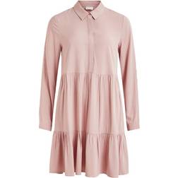 Vila Long Sleeved Shirt Dress - Rosa/Misty Rose