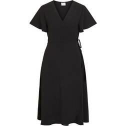 Vila Kortærmet Wrap Kjole - Black