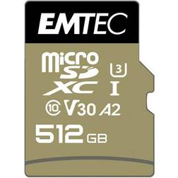 Emtec SpeedIN' PRO Carte mémoire flash (adaptateur SD inclus(e) 512 Go A2 Video Class V30 UHS-I U3 Class10 670x microSDXC UHS-I