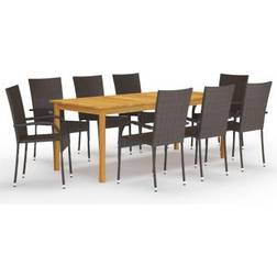 vidaXL 3067880 Matgrupp, 1 Bord inkl. 8 Stolar