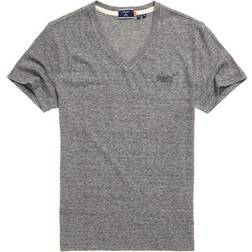 Superdry Classic Made of Organic Cotton with A V-Neck T-shirt - Stone Gray Feeder