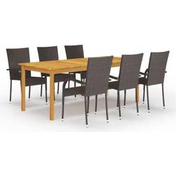 vidaXL 3067877 Juego de comedor de patio, 1 Mesa incl. 6 Sillas