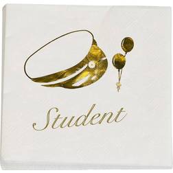 Paper Napkins Student Gold/White 20-pack