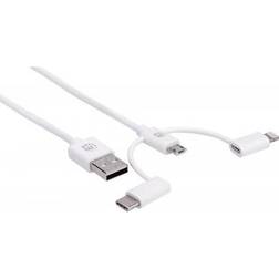 Manhattan USB A-USB Micro B/Lightning/USB C 1m