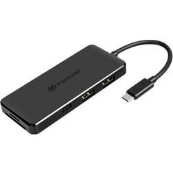 Transcend TS-HUB5C USB 2.0-hub Met ingebouwde SD-kaartlezer, Met USB-C stekker, Met snellaadpoort Zwart